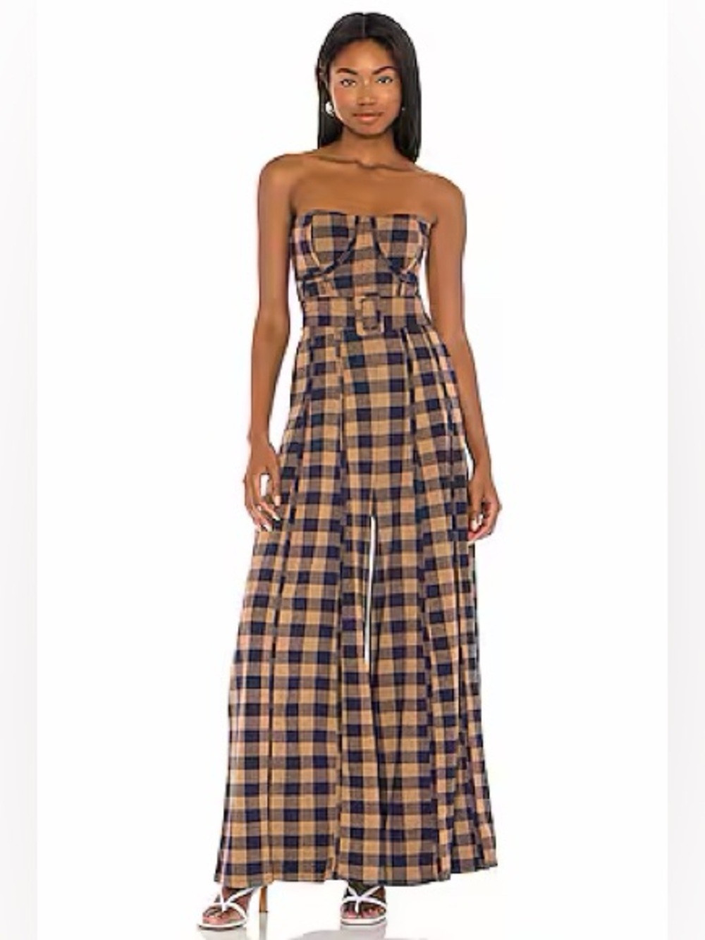 Free People Hold Me Tight Gingham Jumpsuit - Picture 3 of 12